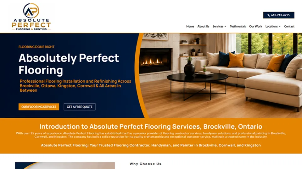 Absolute Perfect Flooring website designed by 360 Web Firm