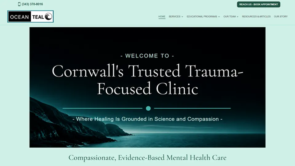 Ocean Teal Psychotherapy website designed by 360 Web Firm