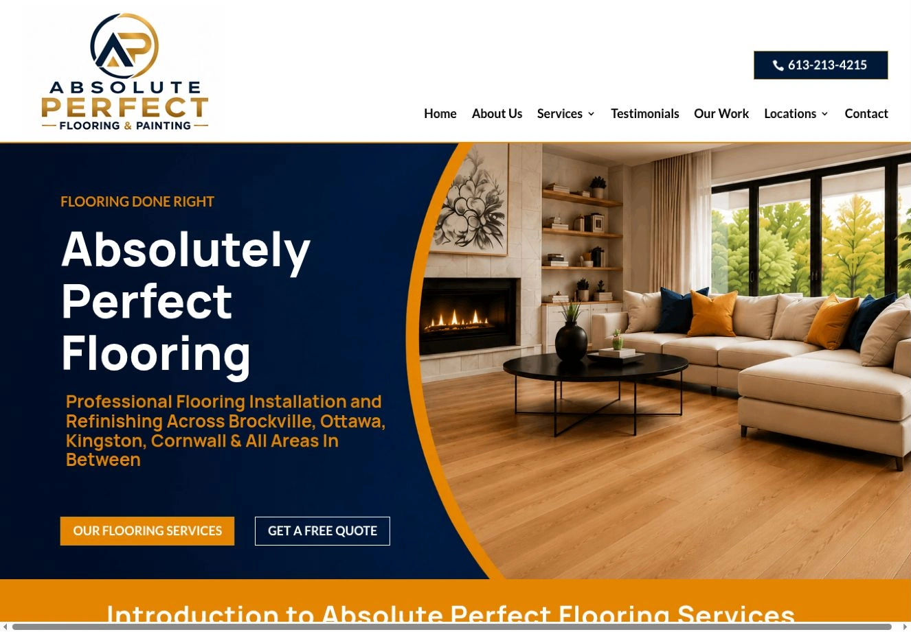 Absolute Perfect Flooring website designed by 360 Web Firm