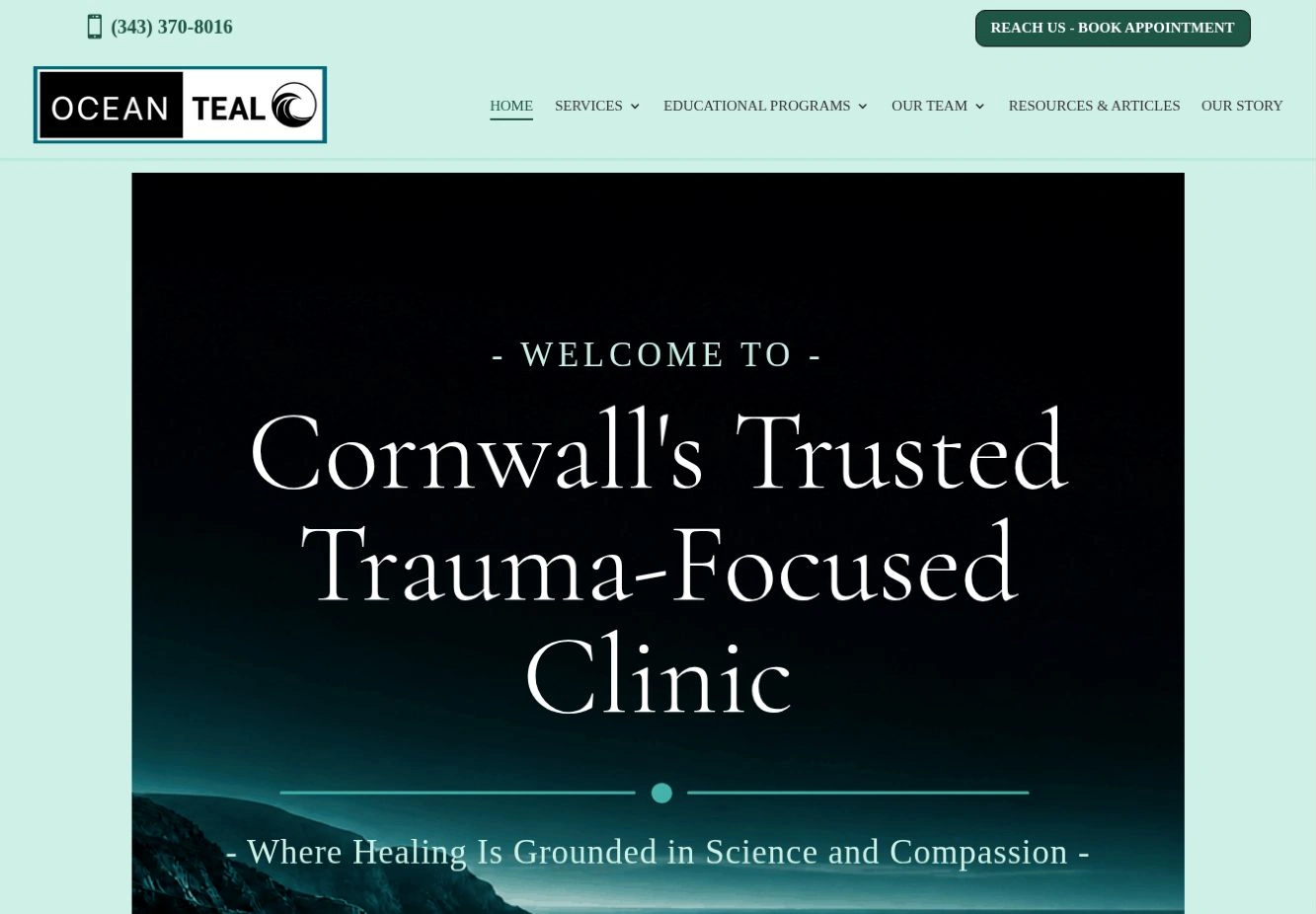 Ocean Teal Psychotherapy website designed by 360 Web Firm