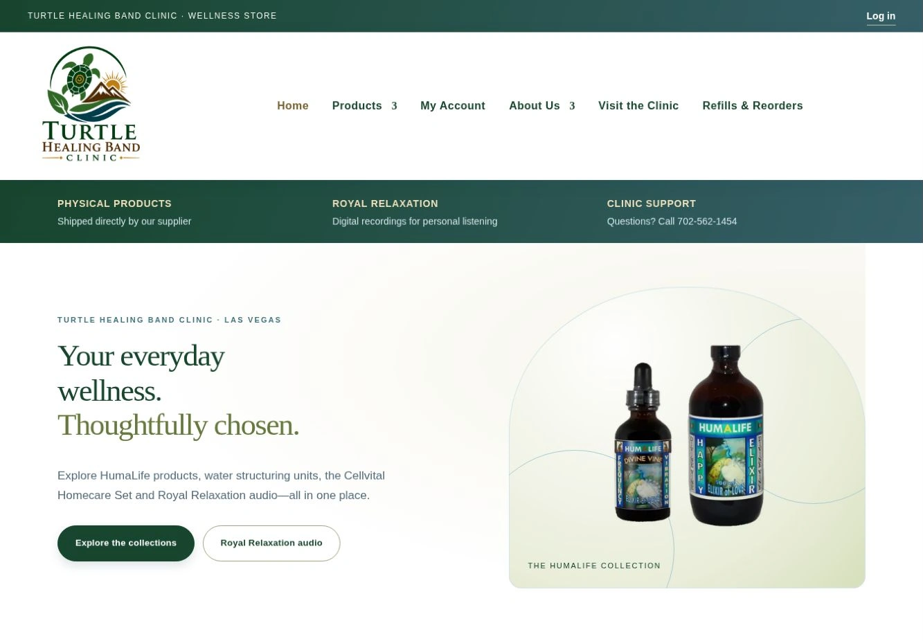 Turtle Healing Band Clinic Store website design by 360 Web Firm