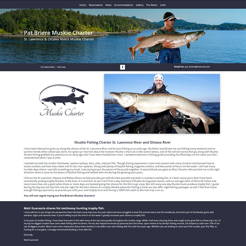 Pat Briere Muskie Charter Example Of The Website Homepage