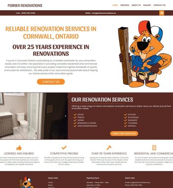 POIRIER RENOVATIONS - Renovation services in Cornwall, Ontario. Pic of homepage of website